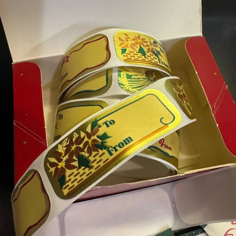 Vintage Christmas Gift Tags Labels Lot Red‎ Green Gold Retro Holiday Ephemera